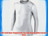 NIKE Youth Boys' Compression Top Long Sleeved white/cool grey Size:L