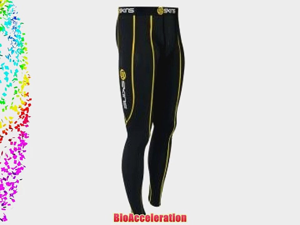 SKINS Sport A200 Compression Baselayer Tights-Mens medium (black/yellow)