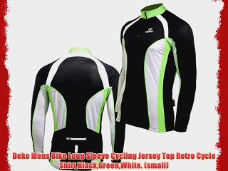 Deko Mens Bike Long Sleeve Cycling Jersey Top Retro Cycle ShirtBlackGreenWhite. (small)