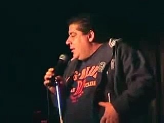 Joey Diaz catching his breath and showing his skill at The Comedy Store