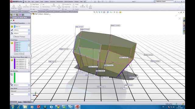 SolidWorks tutorial: Convert to sheet metal.
