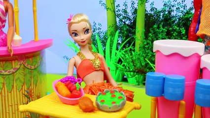 BARBIE Hawaiian Fun Playset with Frozen Elsa, Spiderman & Ariel Surprise Toys Blind Bags in Sand