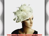 New Creamy Ivory Sinamay Wedding Fascinator Hats Corsage Flower Feather Hair Band Headband