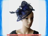 New Navy Blue Sinamay Wedding Fascinator Hats Corsage Flower Feather Hair Band Headband