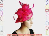 New Fuchsia Sinamay Wedding Fascinator Hats Corsage Flower Feather Hair Band Headband