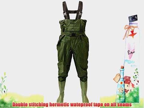 Michigan Olive Waterproof Nylon Fishing Chest Waders with Belt Size 10