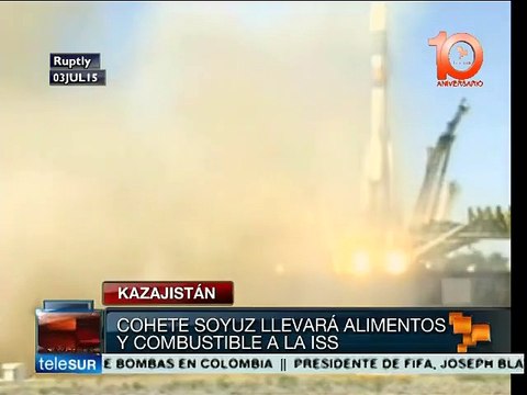 Cohete Soyuz despega desde el Cosmódromo de Baikonur