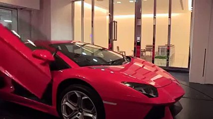 rich man in dubai is putting his car into living room