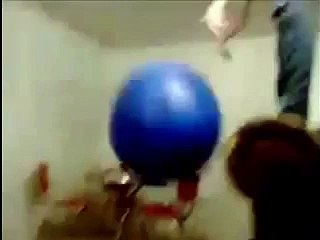 Kid Owned By Giant Exercise Ball.