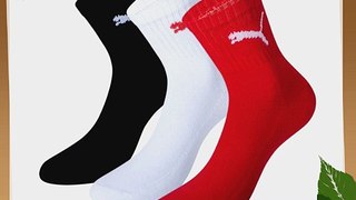 Puma Short Crew Sports Socks (Pack of 3) - Red/White/Black UK 6-8