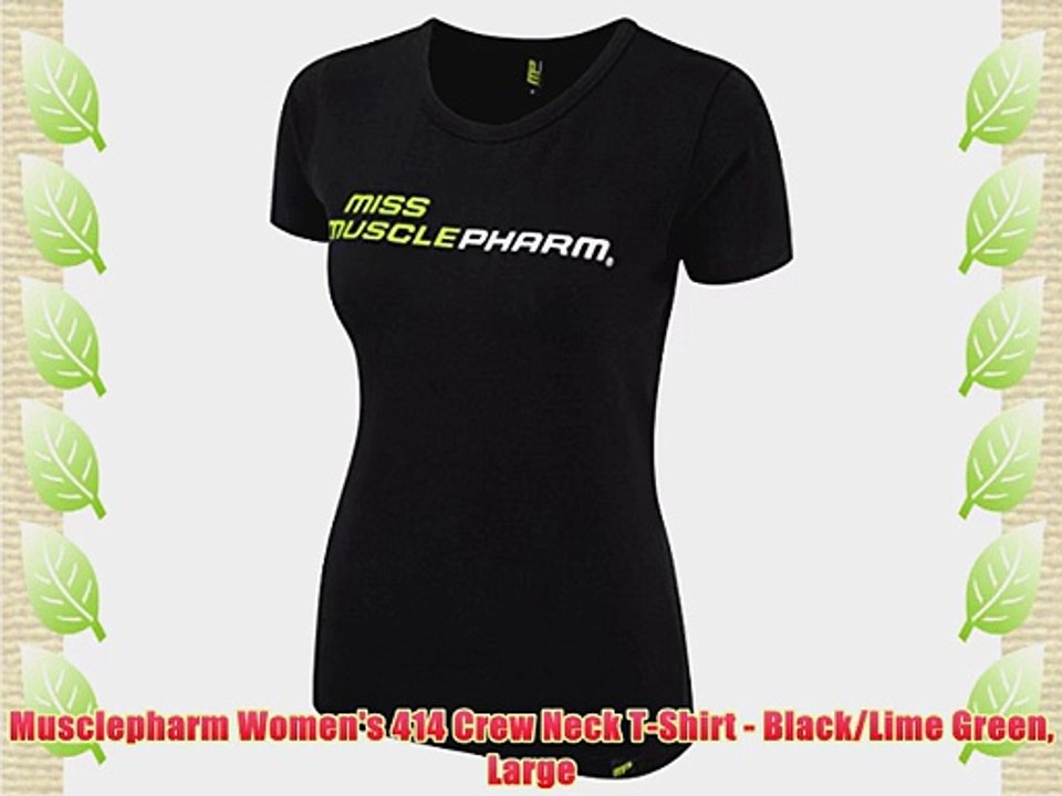 Musclepharm Women's 414 Crew Neck T-Shirt - Black/Lime Green Large