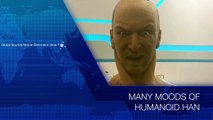 The many moods of humanoid Han from Hanson Robotics. Seen at the Mobile Electronics show, Hong Kong