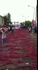 Fire Works Celebration Down The Streets Of China