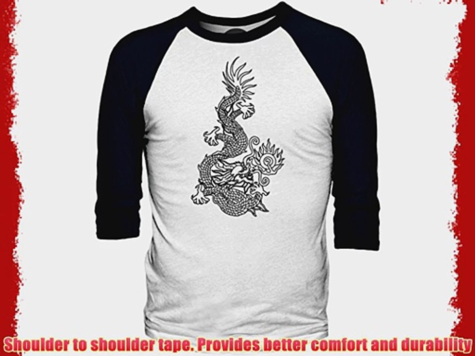 Big Texas Dragon Tattoo (Black) 3/4-Sleeve Baseball T-Shirt White / Navy L