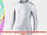 NIKE Youth Boys' Compression Top Long Sleeved white/cool grey Size:L