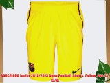 BARCELONA Junior 2012/2013 Away Football Shorts Yellow Age 13-15/XL