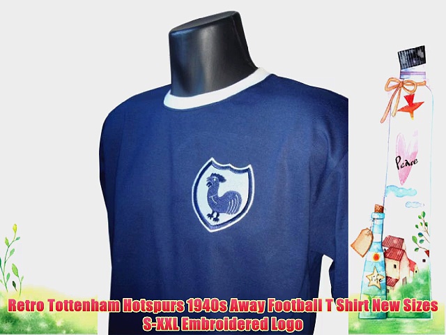 Retro Tottenham Hotspurs 1940s Away Football T Shirt New Sizes S-XXL Embroidered Logo