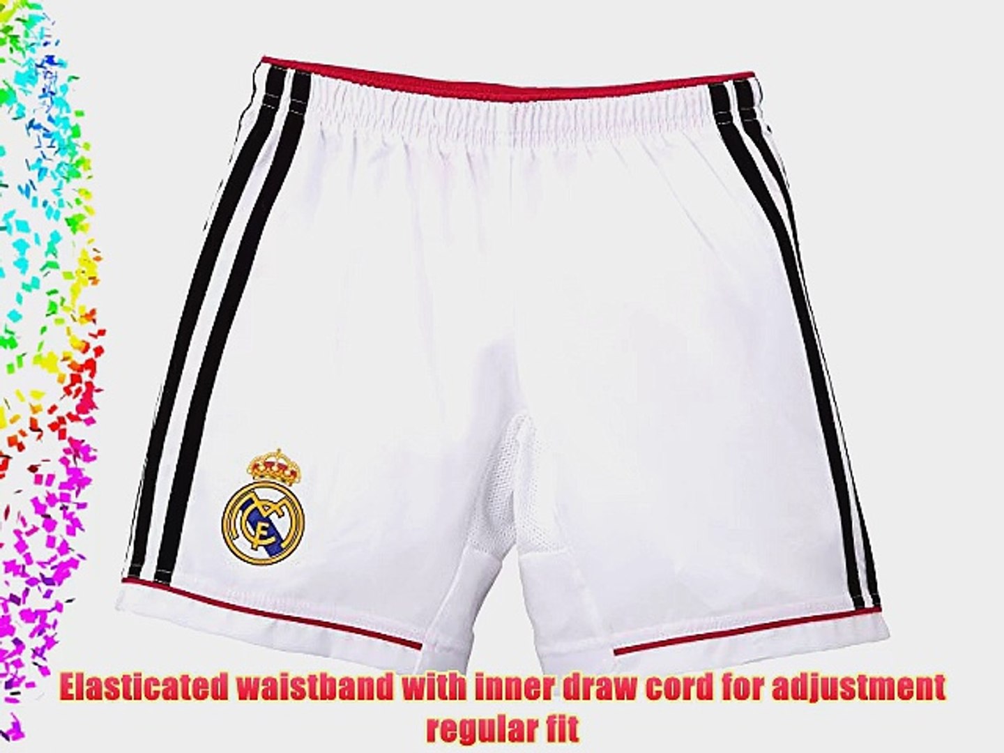 ⁣Adidas Boy's Real Madrid Home Shorts - White/Black/Blast Pink Size 128