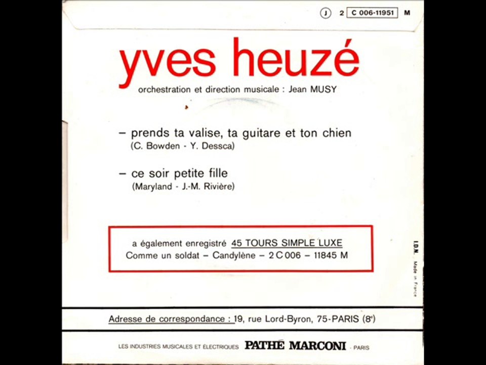 Yves Heuzé Ce soir petite fille (1972)