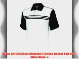 Adidas Golf 2013 Mens ClimaCool 3-Stripes Blocked Polo Shirt - White/Black - L