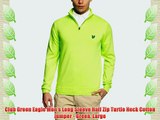 Club Green Eagle Men's Long Sleeve Half Zip Turtle Neck Cotton Jumper - Green Large
