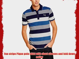 Puma Men's Fun Stripe Pique Polo Shirt - Strong Blue/Peacoat/Medium Grey Heather Large