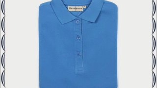 Glenmuir Sophie Shaped Fit Cotton Ladies Polo Golf Shirt (L Light Blue)