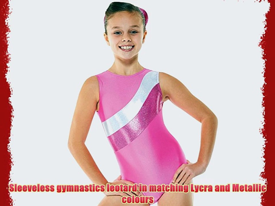 Gymnastics Leotard Sleeveless Gym Wear Pink Lycra with Metallic Stripe By DCUK ?