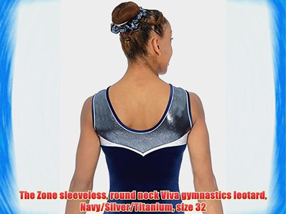 The Zone sleeveless round neck Viva gymnastics leotard Navy/Silver/Titanium size 32