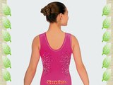 The Zone Z326 Dynamo round neck sleeveless leotard in smooth velour with jeweled accents and