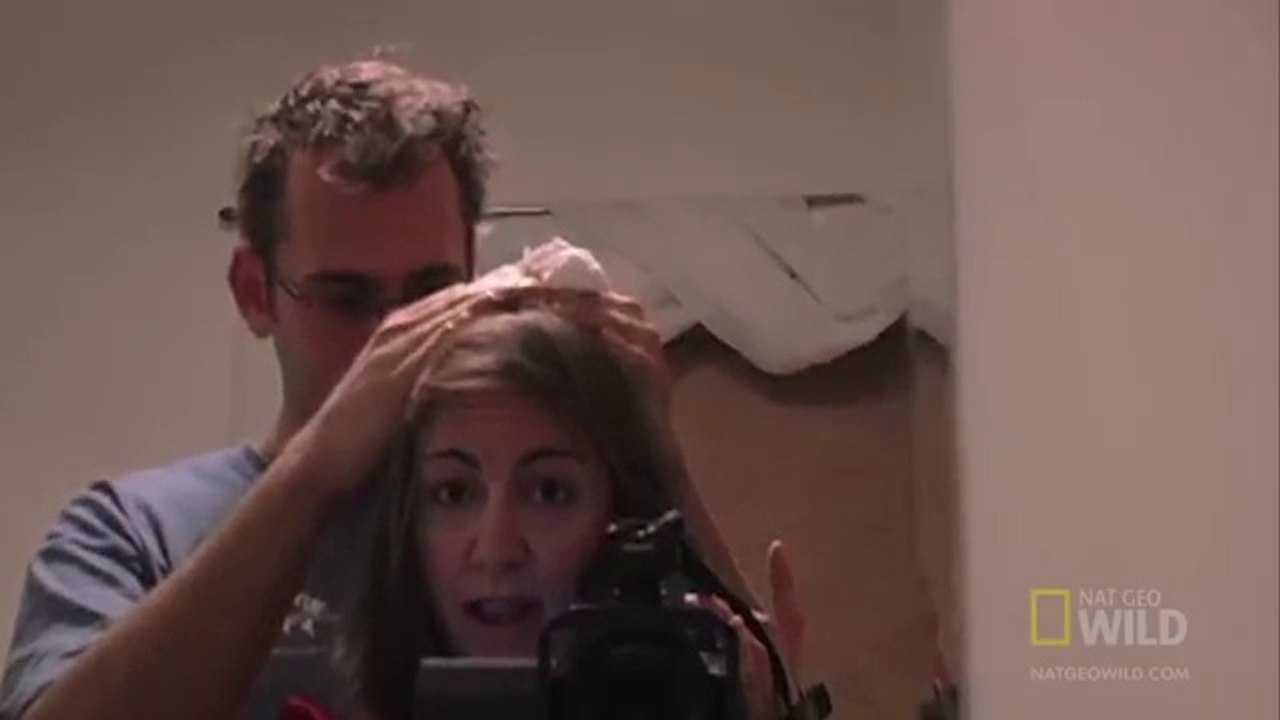 Cet homme retire une larve énorme de la tête de sa copine.