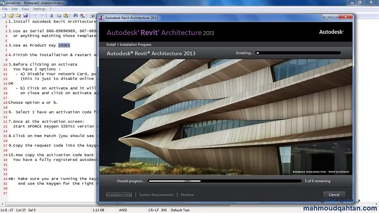 تسطيب وتفعيل برنامج الريفت اوتوديسك  2014 SET UP OF REVIT AUTODESK