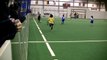 U7 Boy playing indoor soccer (football) and showing off his skills (Check out the Rainbow!)
