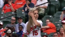 Miss America throws the First Pitch at Oriole Park