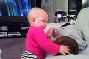 BABY SISTER SMACKS BIG BROTHER & LAUGHS
