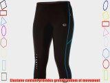 Ultrasport Women's Quick-Dry-Function Running Capri - Black/Turquoise Medium