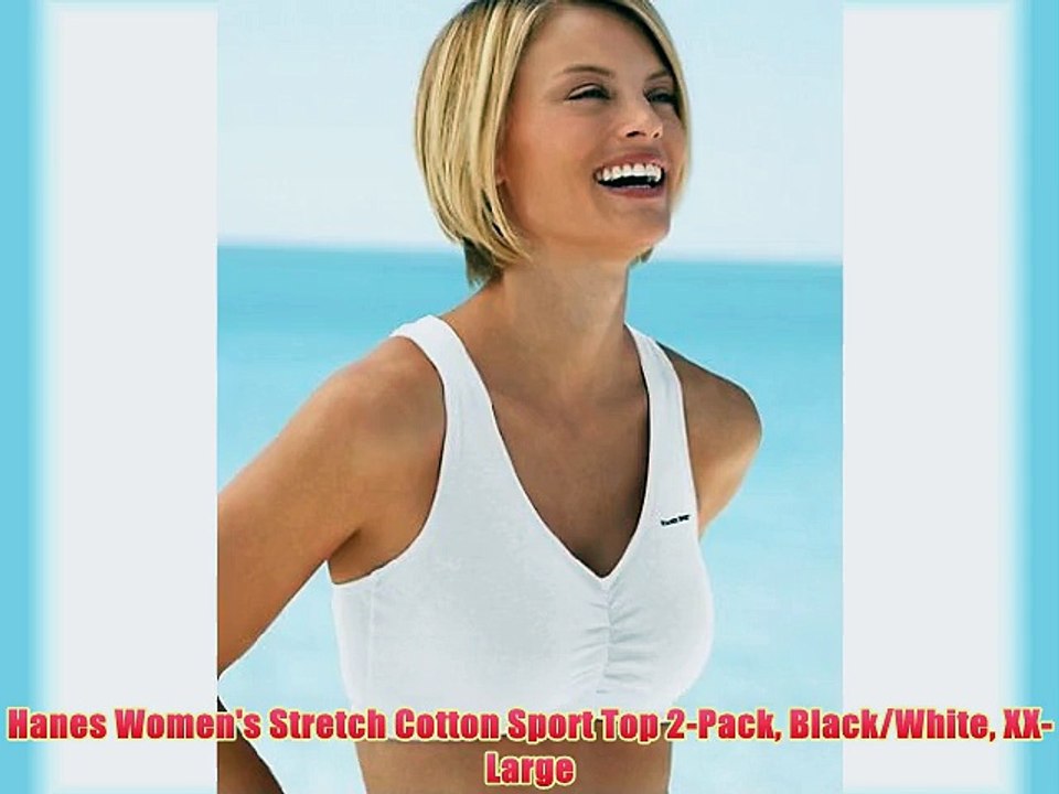 Hanes Women's Stretch Cotton Sport Top 2-Pack Black/White XX-Large