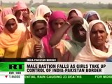 Female troops. Young girls guard India Pakistan border