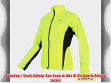 Ladies Hi Viz Safety Yellow Reflective Running Jacket. High Visibility Fluorescent Yellow and