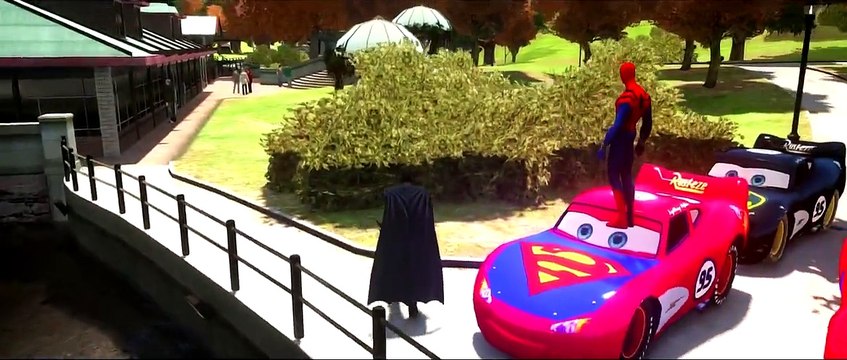 Disney Pixar Cars Custom Lightning McQueen Race Time for Batman Spider Man and Superman