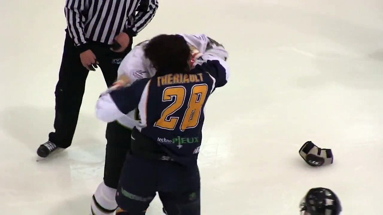 Combat hockey LNAH Joel Theriault VS Gaby Roch (08-03-2014)