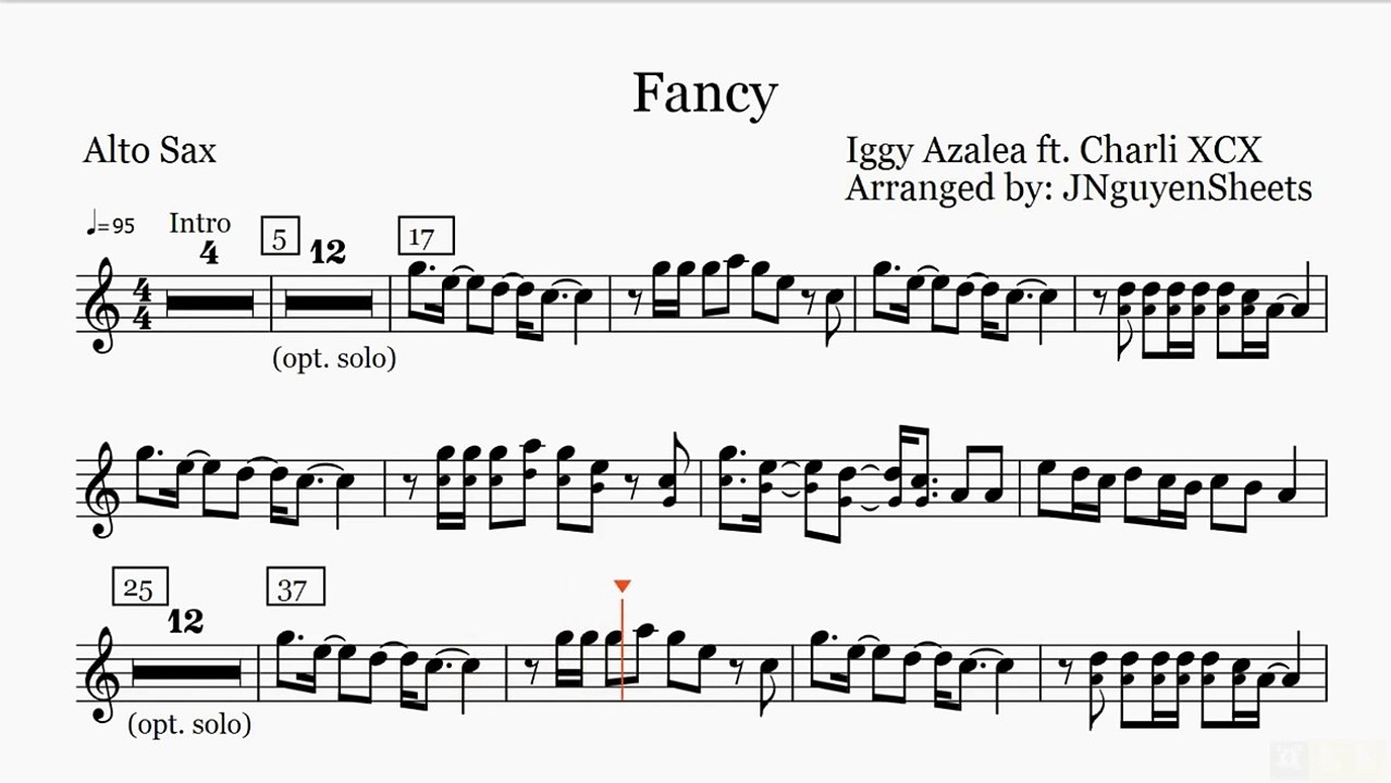 Fancy - Iggy Azalea ft Charli XCX (Saxophone Sheet Music)