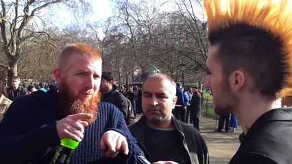 Muslim interview with media at speakers corner