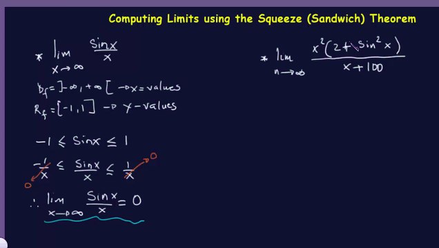 Computing Limits using the Squeeze (Sandwich) Theorem Part 1