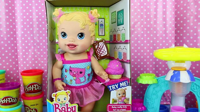 BABY ALIVE Yummy Treat Baby Doll Licks & Eats Play Doh Ice Cream Cones by DisneyCarToys