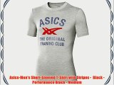 Asics-Men's Short-Sleeved T-Shirt with Stripes -  Black - Performance Black - Medium