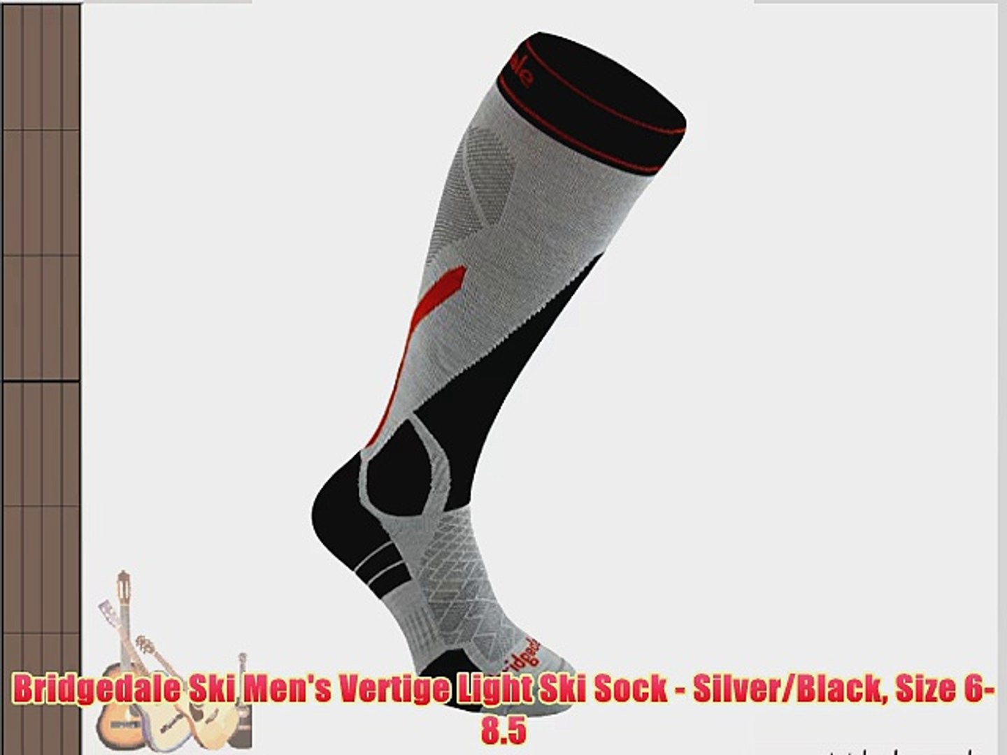 ⁣Bridgedale Ski Men's Vertige Light Ski Sock - Silver/Black Size 6-8.5