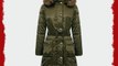 David Barry-Khaki Padded Satin Womens Winter Hooed Fur Trim Coat Size 18 44