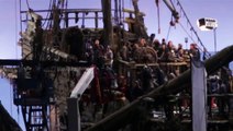 Geoffrey Rush as Captain Barbossa on the deck of the mystery ghost ship ##### Mary