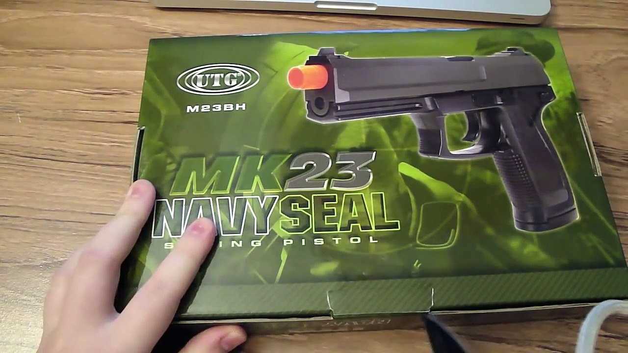 Unboxing/ Test- MK23 Navy Seal Spring Pistol Airsoft Gun